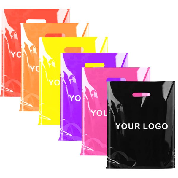 Custom Die Cut Handle Plastic Bags(1 color or 2 color)